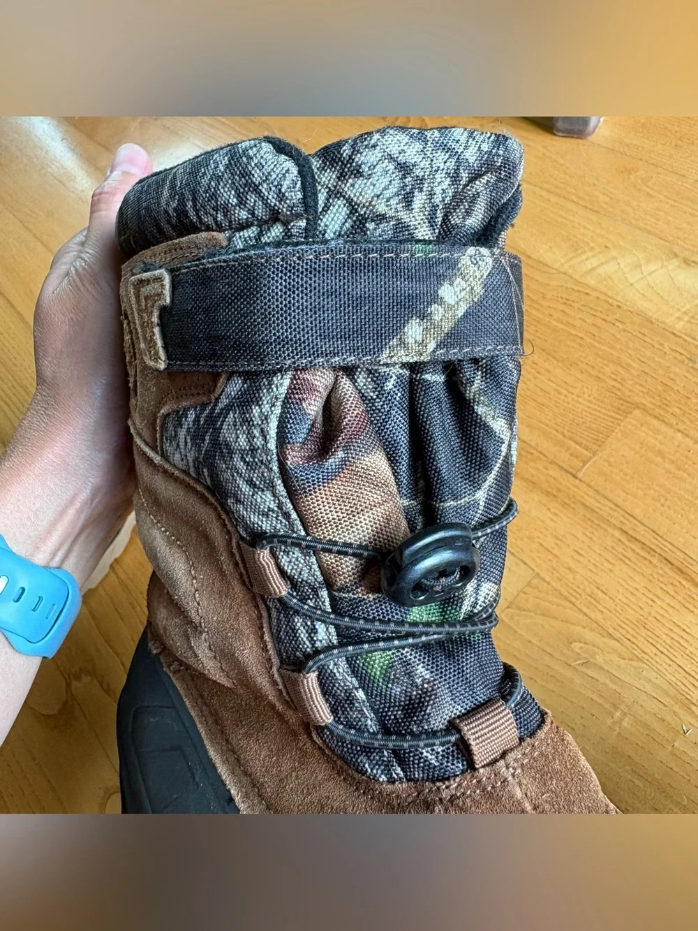 Ozark Trail Suede Snow Boots Camo Winter -5 Degrees Insulated Youth Boys Size 5